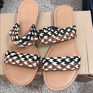 Braided Tan and Black Women's Sandals